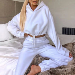 Women's 2-Piece Jogging Suit - Sexy Long Sleeve Hoodie Tracksuit