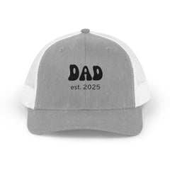Dad Est. 2025 Snapback Trucker Cap, New Dad Gift, Father's Day Hat, Casual Summer Cap, Memorable Baby Announcement