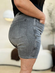 Judy Blue Full Size High Waist Washed Denim Shorts