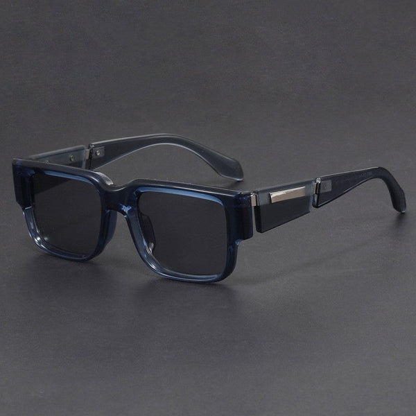 Gray Blue Square Thick Frame Sunglasses UV-proof Retro Simple Sun Glasses