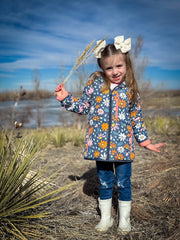 Flowers Lightweight Reversible Puffy Jacket - Kids Outdoor Adventure Wear