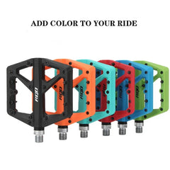 RGO Bicycle Pedals Mtb Nylon Platform Footrest Flat Mountain Bike Paddle Grip Pedalen Bearings Footboards Cycling Foot Hold