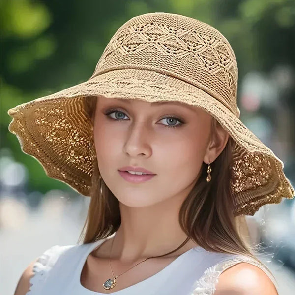 Korean version new straw hat summer sun hat sun protection hat sction wave sun hat beach cool hat women's hat