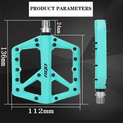 RGO Bicycle Pedals Mtb Nylon Platform Footrest Flat Mountain Bike Paddle Grip Pedalen Bearings Footboards Cycling Foot Hold