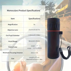 HD Monocular Telescope 2000X25 - Compact Portable for Outdoor Activities