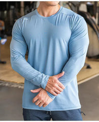Men's Sports Fitness Long Sleeve Outdoor Badminton Quick Dry Training Shirt Casual Thin Running Top Bodybuilding Sportswear