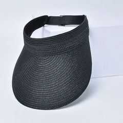 Spring and Summer Women's Outdoor Sunshade  Straw Hat Fashion Empty Top  Duck Tongue Hat Big Brim Cap G37