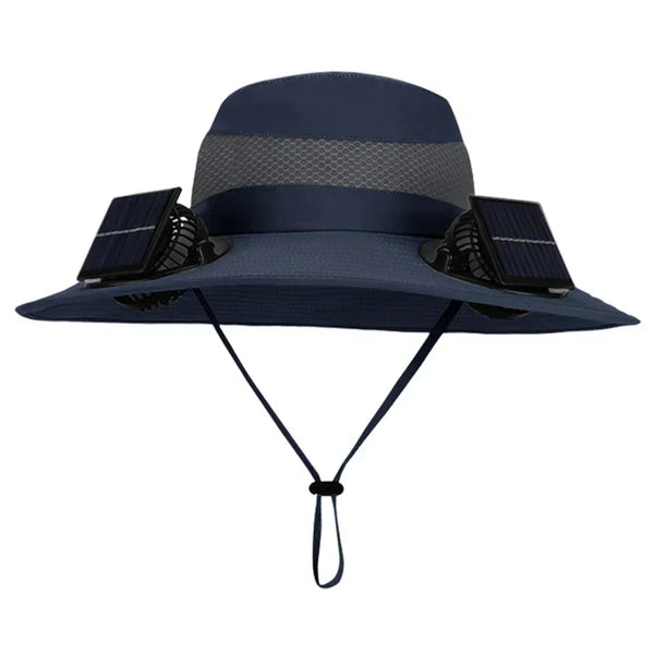 Outdoor Camping Fishing Hiking Sunscreen Fisherman Hat Solar Fan Cap Portable Solar Charging Cap With Fan For Unisex