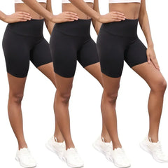 3 Pack Women's High Waisted Biker Shorts Super Soft Tummy Control No See Through Workout Yoga Running Push Up Gym Fitness Shorts