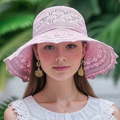 Korean version new straw hat summer sun hat sun protection hat sction wave sun hat beach cool hat women's hat