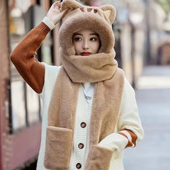 Kawaii Cat Winter Hat, Scarf, & Gloves Combo