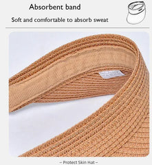 Spring and Summer Women's Outdoor Sunshade  Straw Hat Fashion Empty Top  Duck Tongue Hat Big Brim Cap G37