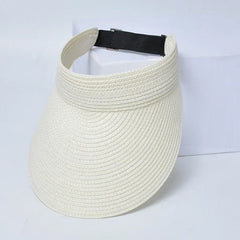 Spring and Summer Women's Outdoor Sunshade  Straw Hat Fashion Empty Top  Duck Tongue Hat Big Brim Cap G37