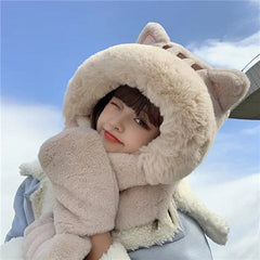 Kawaii Cat Winter Hat, Scarf, & Gloves Combo