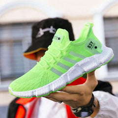 Men's Breathable Mesh Sports Shoes with Flying Weave Upper
