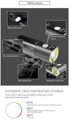 GACIRON 400-1800 Lumens Bicycle Front Light USB Rechargeable Cycling Headlight Flashlight MTB Road Bike Waterproof LED Head Lamp