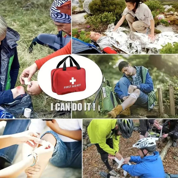 173pcs First Aid Kit: Portable Bag: Portable Bag For Outdoor Hunting, Hiking, Camping And More - Including Emergency Supplies!
