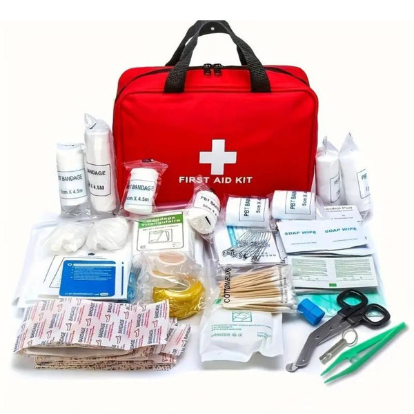 173pcs First Aid Kit: Portable Bag: Portable Bag For Outdoor Hunting, Hiking, Camping And More - Including Emergency Supplies!