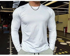 Men's Sports Fitness Long Sleeve Outdoor Badminton Quick Dry Training Shirt Casual Thin Running Top Bodybuilding Sportswear