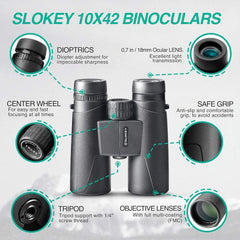 Slokey 10x42 Binoculars - Professional and Powerful Binoculars