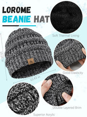Warm Fleece Hat, Gloves & Scarf Set - Touchscreen Compatible, Unisex 3PCS