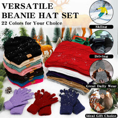 Warm Fleece Hat, Gloves & Scarf Set - Touchscreen Compatible, Unisex 3PCS