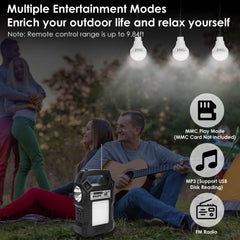 Portable Solar Power Station with Flashlight and 3 Lighting Bulbs