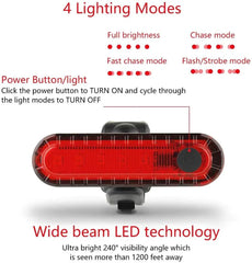 Rear Bike Tail Light USB Rechargeable Red Ultra Bright Taillights Fit On Bicycle Easy to Install for Cycling Safety