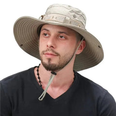 Summer Men Bucket Hat Outdoor UV Protection Wide Brim Panama Safari