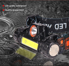 Waterproof 2 Light Mode USB LED Headlight With Magnet Rechargeable Headlamp Built-in 18650 Battery Flashlight  COB Work Light For Outdoor Camping Cycling Fishing Headlamp Flashlight