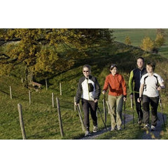 Official Nordic Walking Poles - True Nordic Glove Grip w-flip locks, detachable feet and travel bag - pair - For Heights up to 6’2”