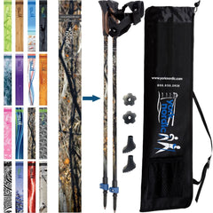 Official Nordic Walking Poles - True Nordic Glove Grip w-flip locks, detachable feet and travel bag - pair - For Heights up to 6’2”