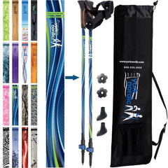 Official Nordic Walking Poles - True Nordic Glove Grip w-flip locks, detachable feet and travel bag - pair - For Heights up to 6’2”