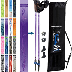 Official Nordic Walking Poles - True Nordic Glove Grip w-flip locks, detachable feet and travel bag - pair - For Heights up to 6’2”