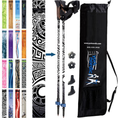 Official Nordic Walking Poles - True Nordic Glove Grip w-flip locks, detachable feet and travel bag - pair - For Heights up to 6’2”